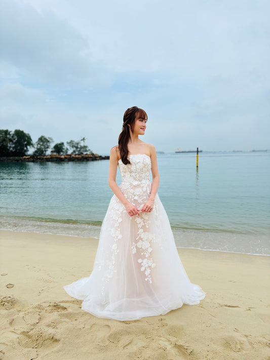 Maple Wedding Gown – Strapless Floral A-Line