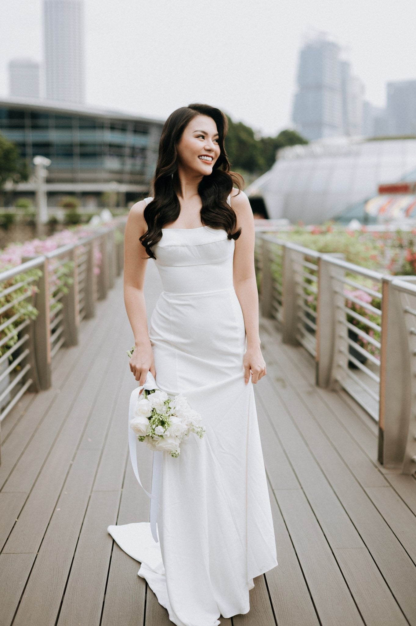 Dora – Minimalist Square Neck Crepe Wedding Gown | Rental & Purchase Available - Laceywedding