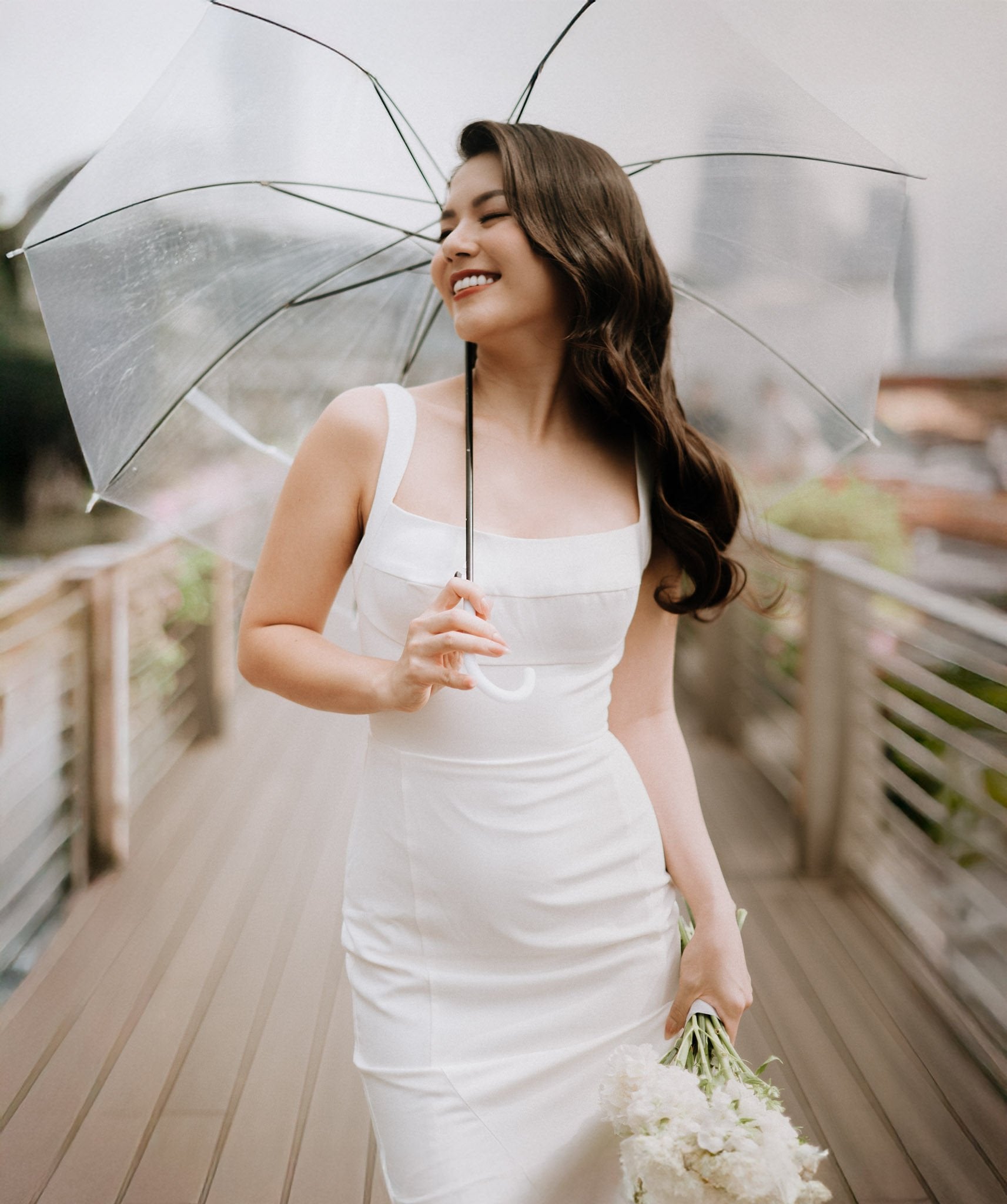 Dora – Wedding Gown Try - On | Minimalist Square Neck Bridal Dress - Laceywedding