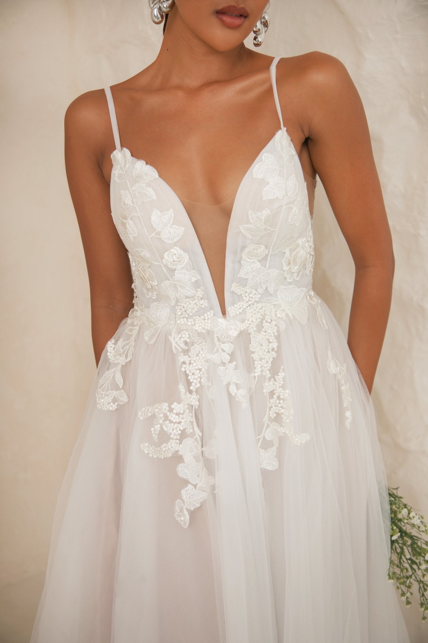 Sierra – Floral Lace Tulle Wedding Gown | Available for Rental or Purchase - Laceywedding