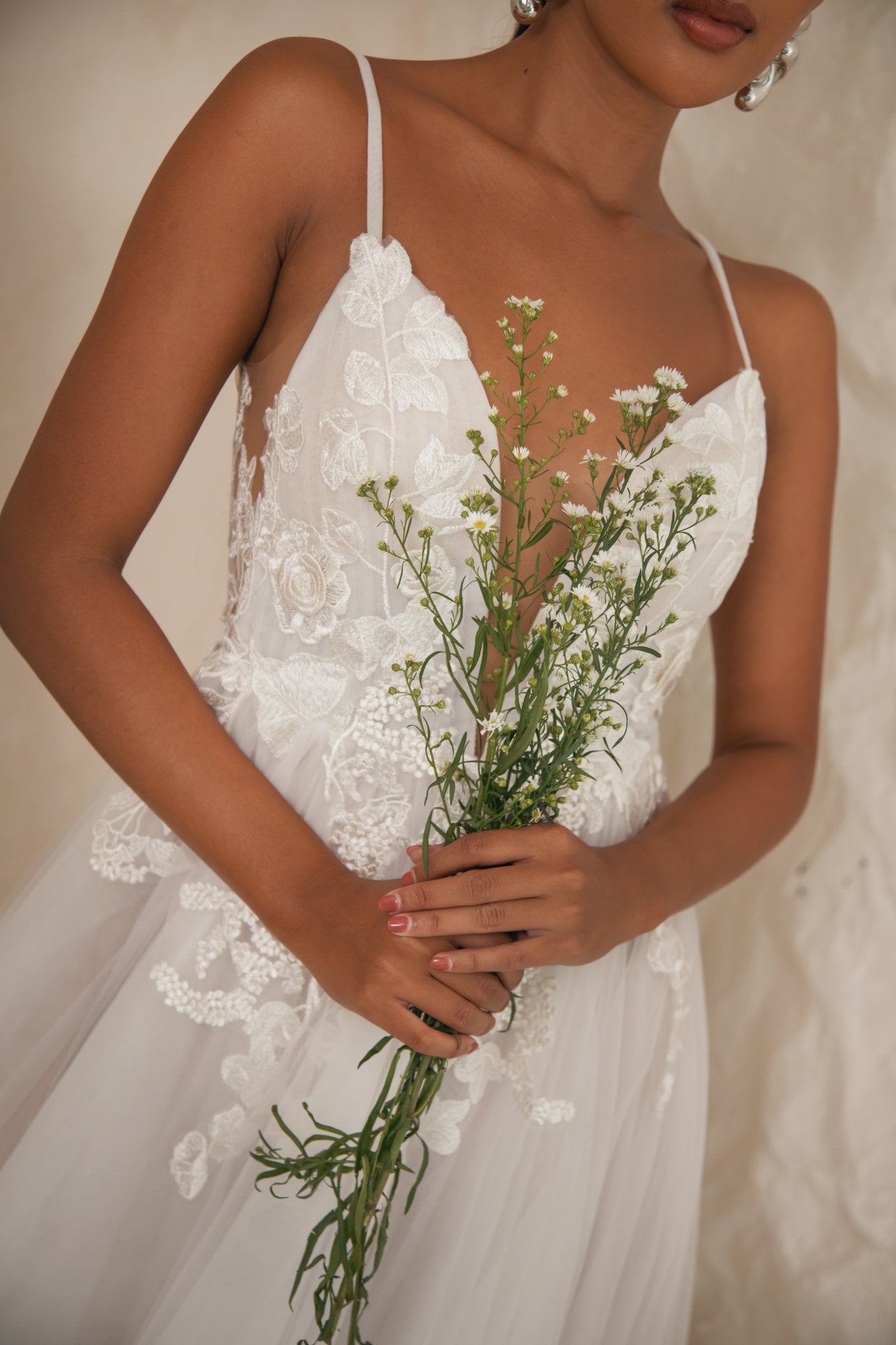 Sierra – Floral Lace Tulle Wedding Gown | Available for Rental or Purchase - Laceywedding