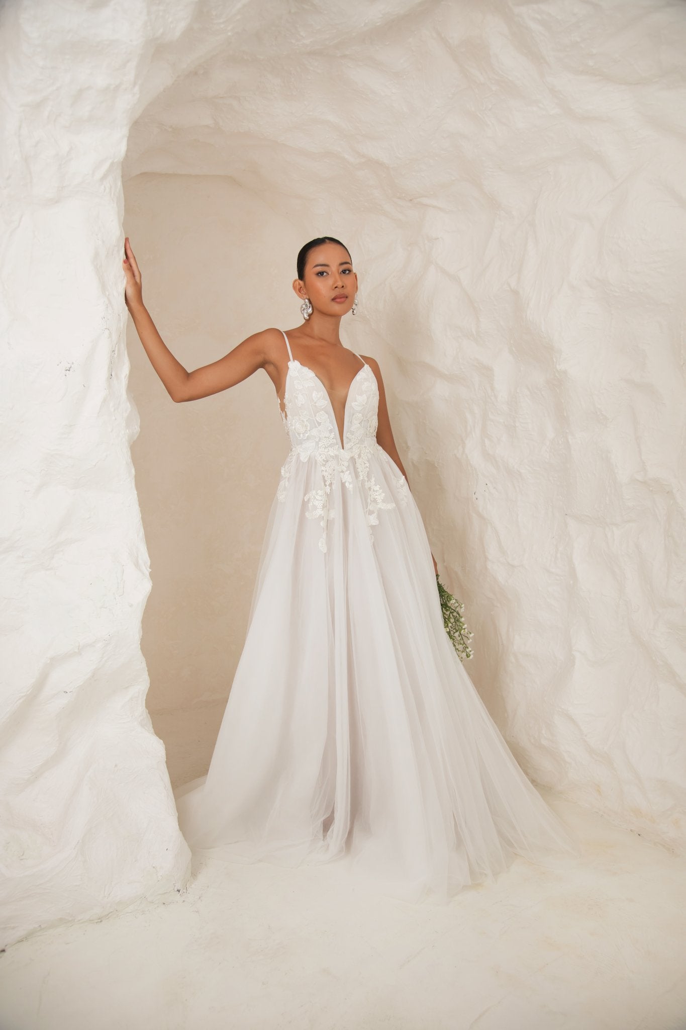 Sierra – Try - On Wedding Gown with Floral Lace Tulle Skirt - Laceywedding